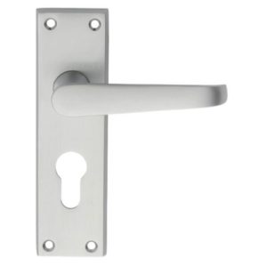 Victorian Straight Lever on Backplate Euro Profile - Satin Chrome