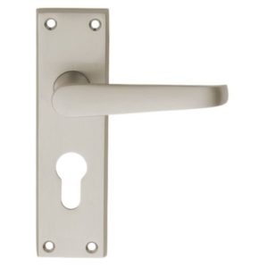 Victorian Straight Lever on Backplate Euro Profile - Satin Nickel