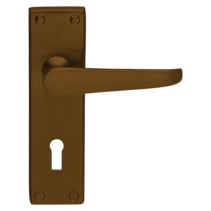 Victorian Straight Lever on Backplate Lock Profile - Antique Brass