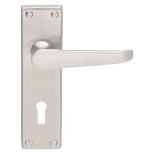 Victorian Straight Lever on Backplate Lock Profile - Satin Chrome