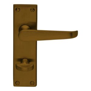 Victorian Straight Lever on Backplate Bathroom - Antique Brass
