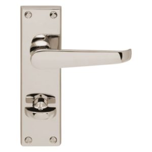 Victorian Straight Lever on Backplate Bathroom - Polished Nickel