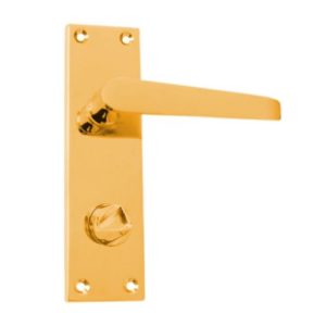 Victorian Straight Lever on Backplate Privacy - Polished Brass