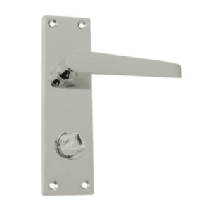 Victorian Straight Lever on Backplate Privacy - Polished Nickel
