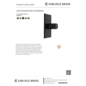 Carlisle Brass BP712SB40SB Lines Cylinder Knob on Backplate 40mm Satin Brass