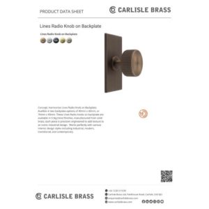 Carlisle Brass BP713AB40AB Lines Radio Knob on Backplate 40mm Antique brass