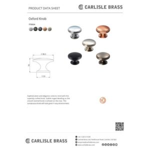 Carlisle Brass FTD524SMB Oxford Knob 32mm 32mm Matt Black