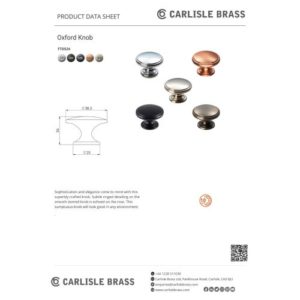 Carlisle Brass FTD524SSCO Oxford Knob 32mm 32mm Satin Copper