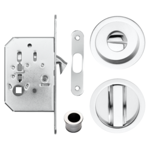 Acre & Clutton RPL057CP Sliding & Pocket Door Flush Pull Handle Lock Set w/WC Turn 57mm - Polished Chrome