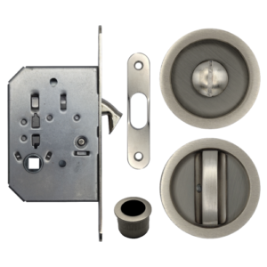 Acre & Clutton RPL057SN Sliding & Pocket Door Flush Pull Handle Lock Set w/WC Turn 57mm - Satin Nickel