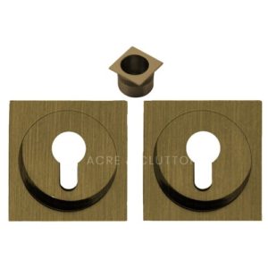 Acre & Clutton Sliding Door Flush Pull Handle Set Euro Lock Profile 53mm Antique Brass