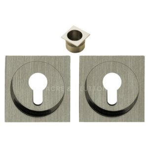 Acre & Clutton Sliding Door Flush Pull Handle Set Euro Lock Profile 53mm Satin Nickel