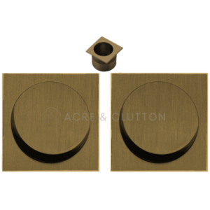 Acre & Clutton Sliding Door Flush Pull Handle Set 53mm Antique Brass