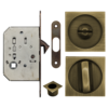 Acre & Clutton SPL053AB Sliding & Pocket Door Flush Pull Handle Lock Set w/WC Turn 53mm - Antique Brass