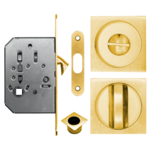 Acre & Clutton SPL053SB Sliding & Pocket Door Flush Pull Handle Lock Set w/ WC Turn 53mm - Satin Brass