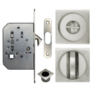 Acre & Clutton SPL053SN Sliding & Pocket Door Flush Pull Handle Lock Set w/WC Turn 53mm - Satin Nickel