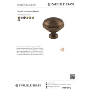 Carlisle Brass FTD750AB Warwick Cupboard Knob Antique brass