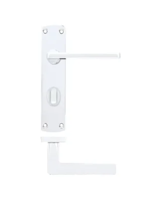 Zoo Hardware ZPA013-SC Leon Door Handle on Bathroom Backplate Satin Chrome