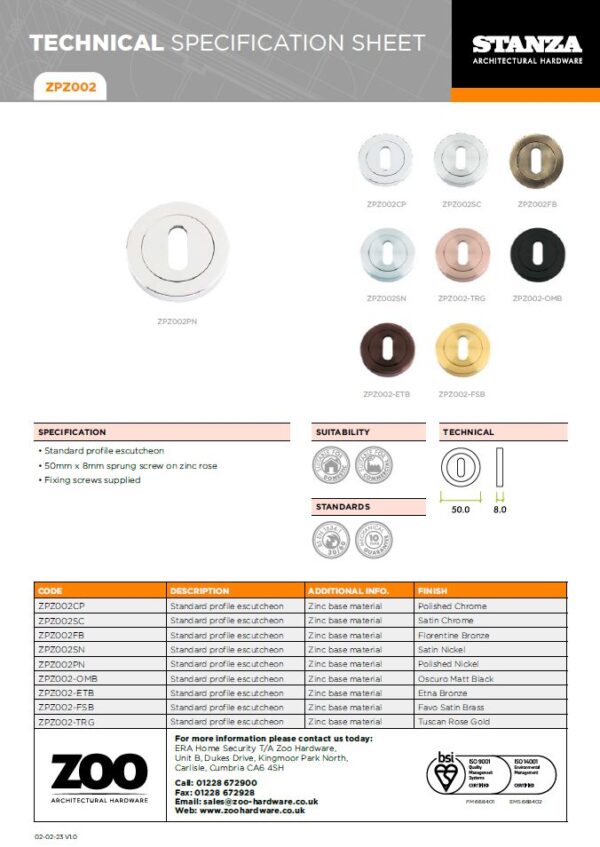 Zoo Hardware ZPZ002-TRG Escutcheon Standard Profile (50mm Dia.) Rose Gold - Image 3