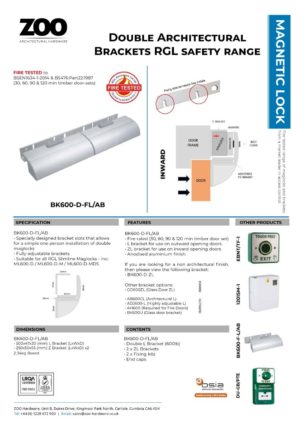 Zoo Hardware Architectural Double Z&L Bracket with cover plates - For us with ML600 Maglocks BK600-D-FL/AB
