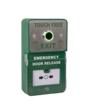 Zoo Hardware Dual Unit - Combined Emergency Door Release and Stainless Steel "Touch Free Exit" Button DU-NT/TF