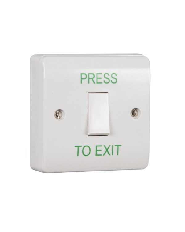 Zoo Hardware Standard Retractable Switch Button c/w White Back Box - "Press to Exit" EBLS/PTE