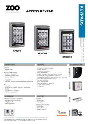 Zoo Hardware Keypad with Electroplated Anti Vandal Case - External if used with Rainshield KP1000
