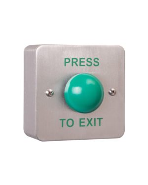 Zoo Hardware SS Steel Plate, Green Dome Steel Button c/w Kobo Back Box - "Press to Exit" MEXT-EBGB/PTE
