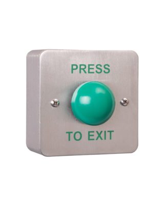 Zoo Hardware SS Steel Plate, Green Dome Steel Button c/w Kobo Back Box - "Press to Exit" MEXT-EBGB/PTE
