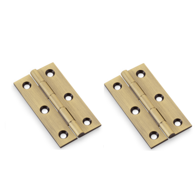 Alexander And Wilks Solid Drawn Cabinet Brass Butt Hinge 2 1/2"(64mm) Antique Brass AW064-CH-AB Pair