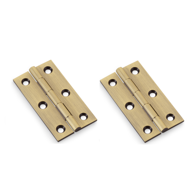 Alexander And Wilks Solid Drawn Cabinet Brass Butt Hinge 2 1/2"(64mm) Antique Brass AW064-CH-AB Pair