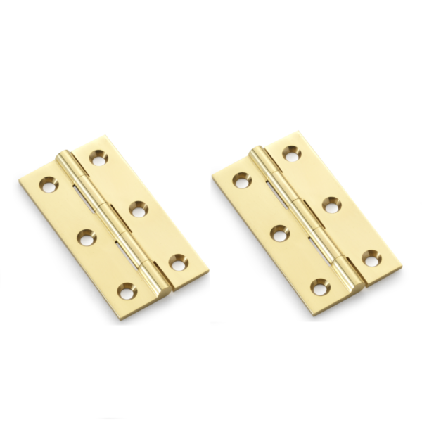 Alexander And Wilks Solid Drawn Cabinet Brass Butt Hinge 2 1/2"(64mm) Polished Brass AW064-CH-PB Pair