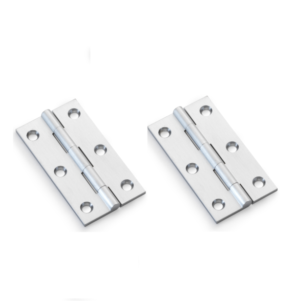 Alexander And Wilks Solid Drawn Cabinet Brass Butt Hinge 3"(75mm) Satin Chrome AW075-CH-SC Pair