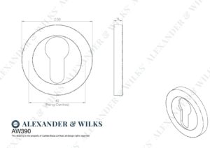 Alexander And Wilks Escutcheon Euro Profile On 50X6mm Rose Matt Black AW390BL