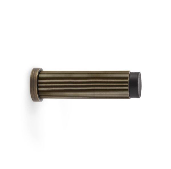Alexander And Wilks Projection Cyl. Doorstop Reeded 75X20mm Antique Brass AW602-75-AB