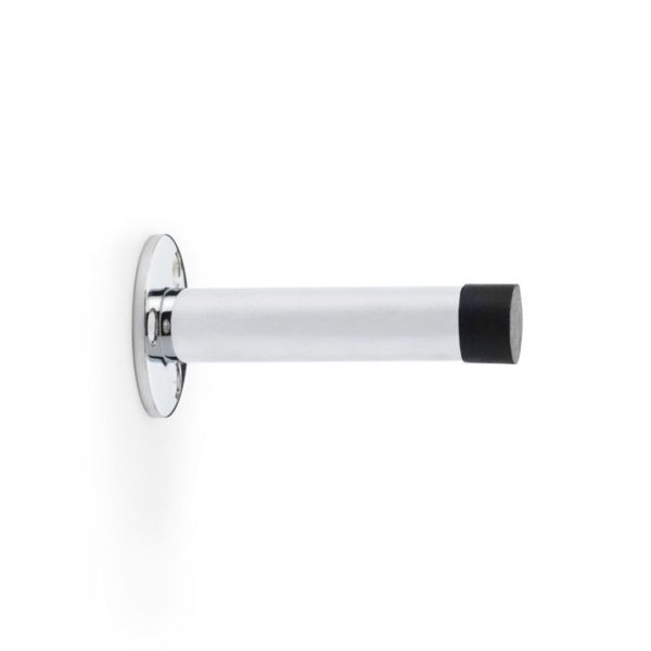 Alexander and Wilks - Cylinder Door Stop on Traditional Rose - Polished Chrome - 75mm AW620-75-PC