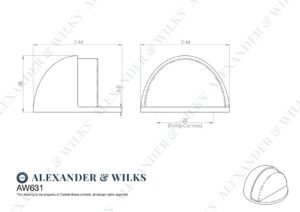 Alexander And Wilks Floor Mounted Oval Shielded Doorstop 45mm Satin Nickel AW631SN