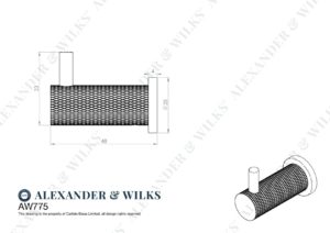Alexander And Wilks Brunel Diamond Knurled Coat Hook Matt Black AW775BL
