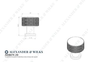 Alexander And Wilks Lucia Knurled Cabinet Knob 29mm Matt Black AW807K-29-BL