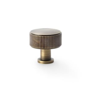 Alexander And Wilks Lucia Reeded Cabinet Knob 29mm Antique Brass AW807R-29-AB