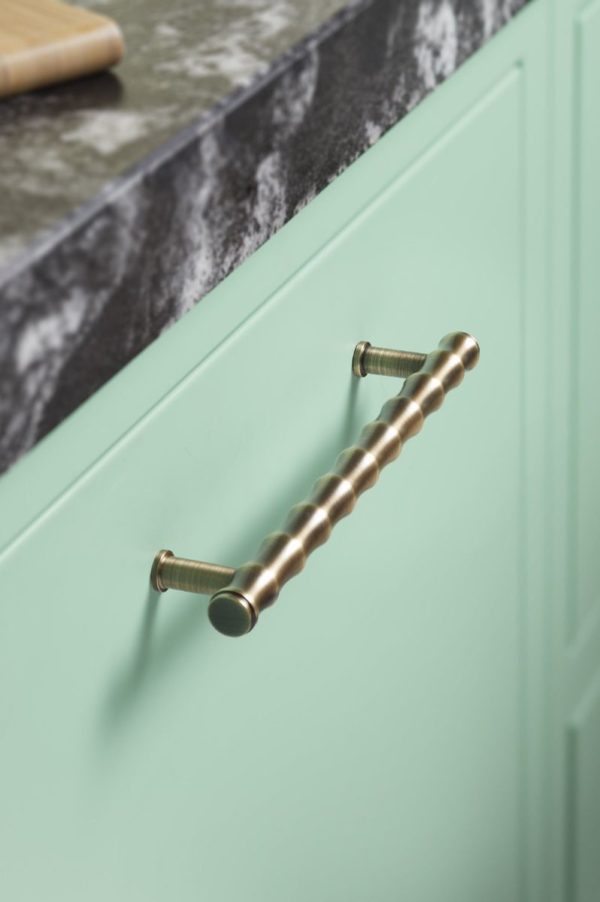 Alexander And Wilks Bamboo T-Bar Cabinet Pull 160mm C/C Satin Brass Pvd AW809B-160-SBPVD