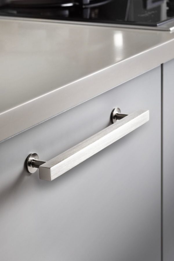 Alexander And Wilks Square T Bar Cabinet Pull Handle 128mm C/C Satin Nickel AW815-128-SN