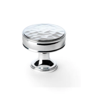 Alexander And Wilks Lynd Hammered Cupboard Knob 38mm Dia. Polished Chrome AW818-38-PC