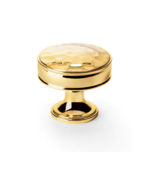 Alexander And Wilks Lynd Hammered Cupboard Knob 38mm Dia. Unlacquered Brass AW818-38-UB