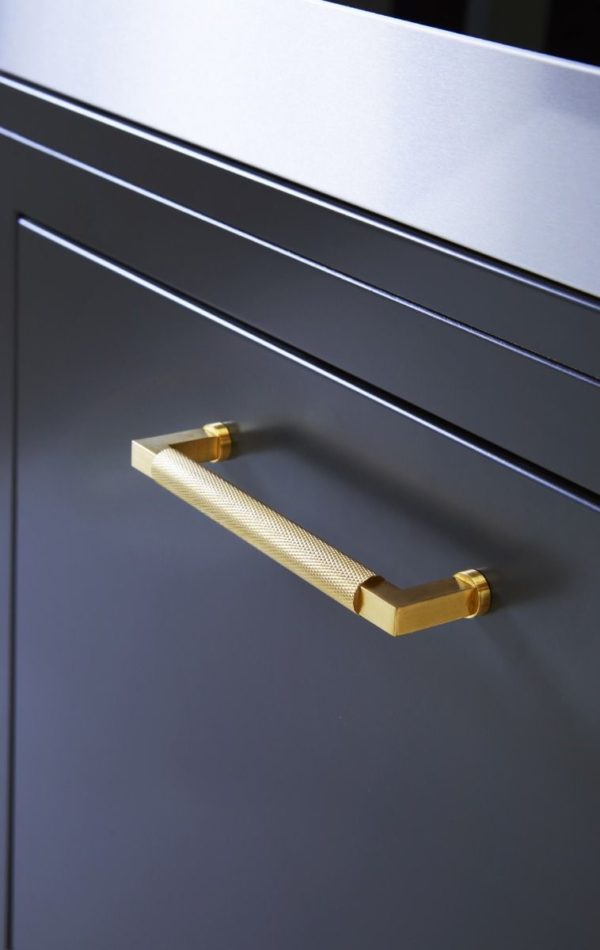 Alexander And Wilks Camille Knurled Cabinet Pull 160mm C/C Satin Brass Pvd AW819-160-SBPVD