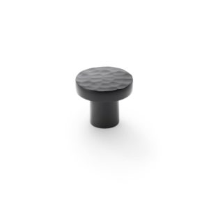 Alexander And Wilks Hammered Face Round Cup Knob 30mm Black AW820-30-BL