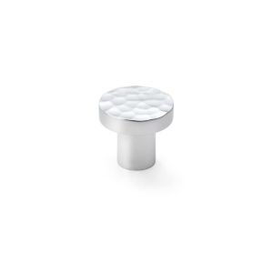 Alexander And Wilks Hammered Face Round Cup Knob 30mm Polished Chrome AW820-30-PC