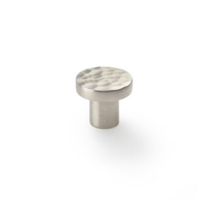 Alexander And Wilks Hammered Face Round Cup Knob 30mm Satin Nickel AW820-30-SN