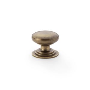 Alexander And Wilks 38mm Rnd Cup Knob Integral Stepped Rose Antique Brass AW825-38-AB