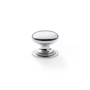 Alexander And Wilks 38mm Rnd Cup Knob Integral Stepped Rose Polished Nickel AW825-38-PN